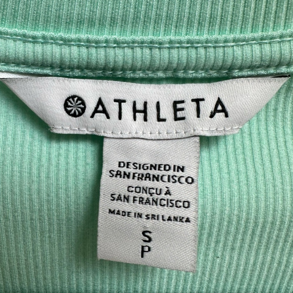Athleta Uptempo Ribbed Henley Long Sleeve Top Aqua Green Color Size Small - Picture 10 of 13